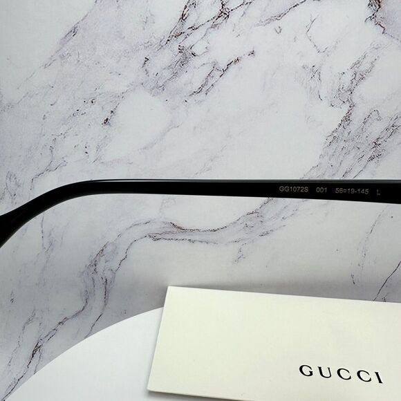 New GUCCI Sunglasses Black Oversized Square Gold Metal GG - Picture 12 of 16